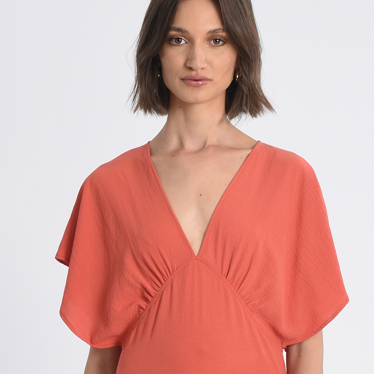 Платье Длинное с V-образным вырезом XL оранжевый LaRedoute, размер XL - фото 4