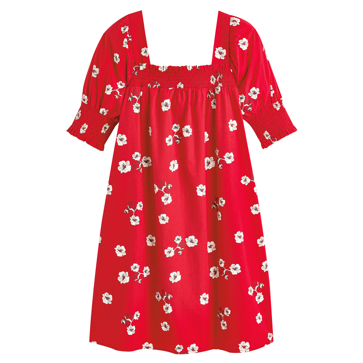 Короткое LA REDOUTE COLLECTIONS Расклешенное платье с квадратным вырезом 46 красный, размер 46 - фото 5