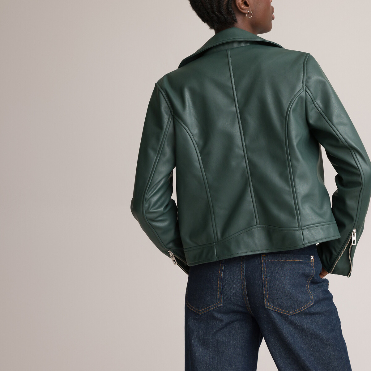 Куртка LA REDOUTE COLLECTIONS Куртка Короткая из искусственной кожи 38 (FR) - 44 (RUS) зеленый, размер 38 (FR) - 44 (RUS) Куртка Короткая из искусственной кожи 38 (FR) - 44 (RUS) зеленый - фото 4