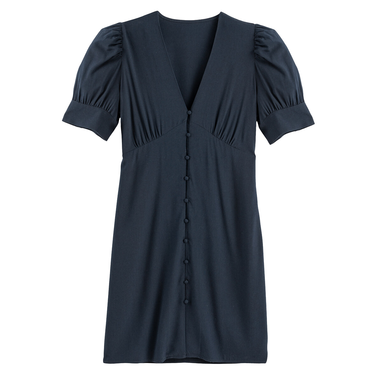 Платье LA REDOUTE COLLECTIONS Короткое с v-образным вырезом и короткими рукавами 40 синий, размер 40 - фото 5