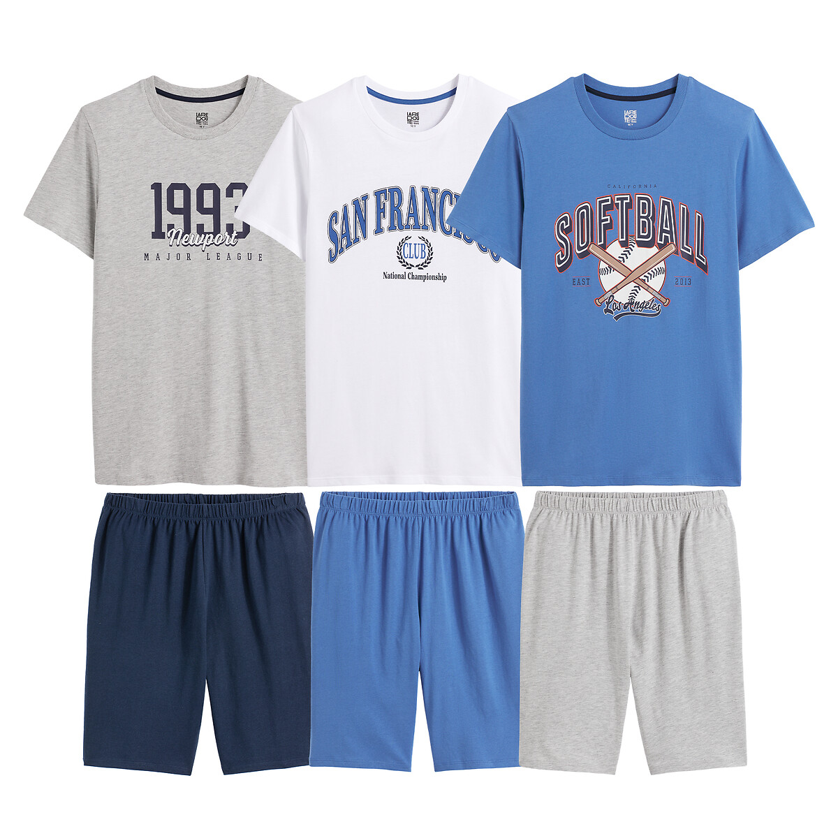 Комплект из трех пижам с шортами 10 лет - 138 см синий комплект из двух пижам с шортами 16 лет 174 см белый