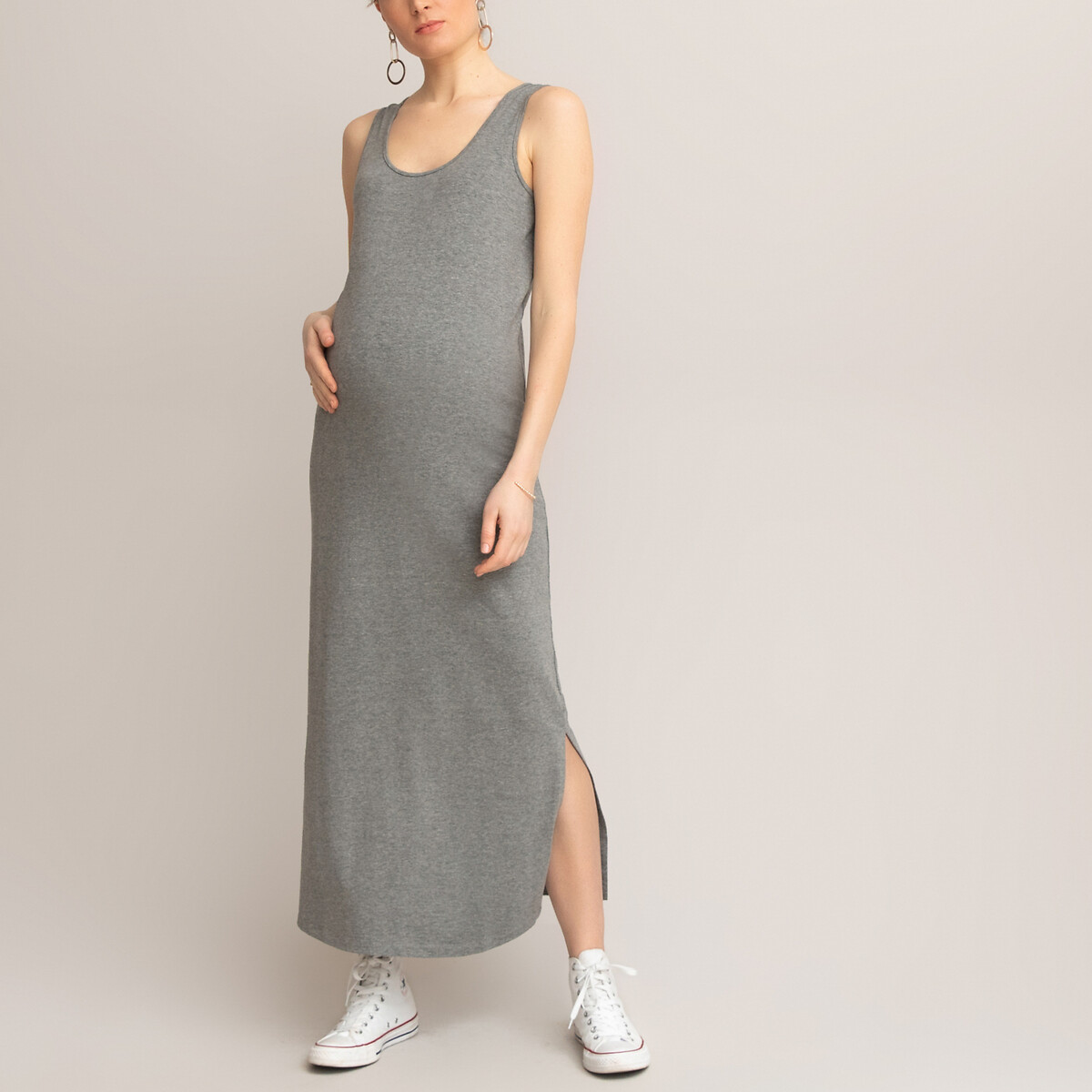 Платье-топ LaRedoute Для периода беременности длинное из трикотажа XL серый, размер XL - фото 1