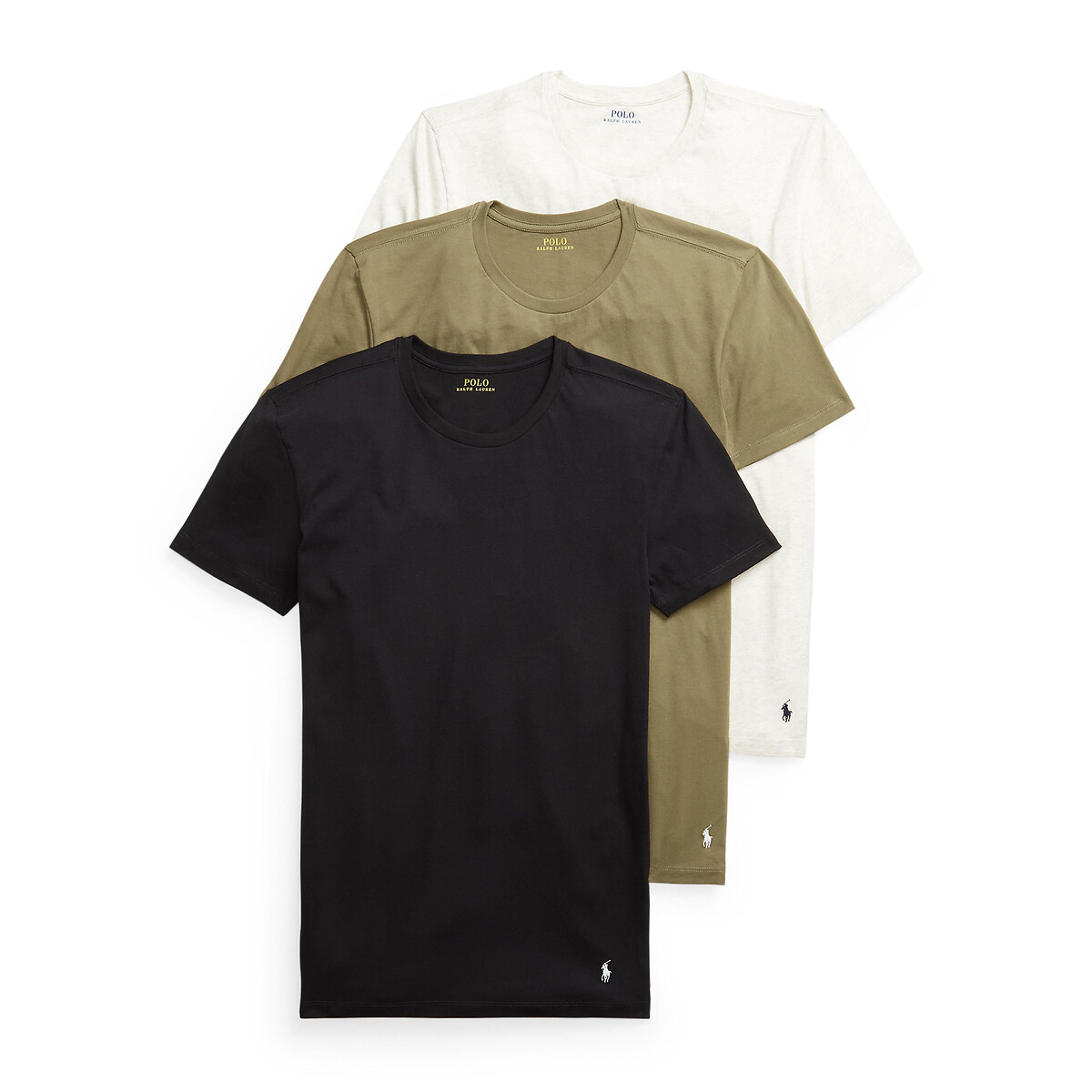 Комплект из 3 футболок с LaRedoute Короткими рукавами и круглым вырезом S черный, размер S
