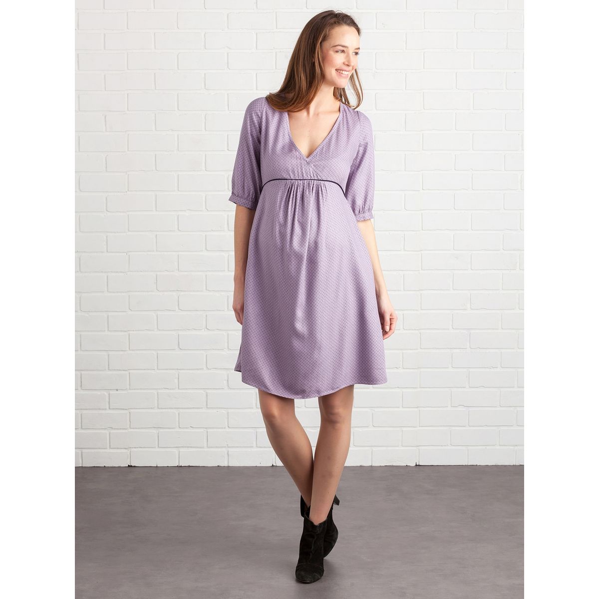 Robe grossesse et allaitement croisée imprimée