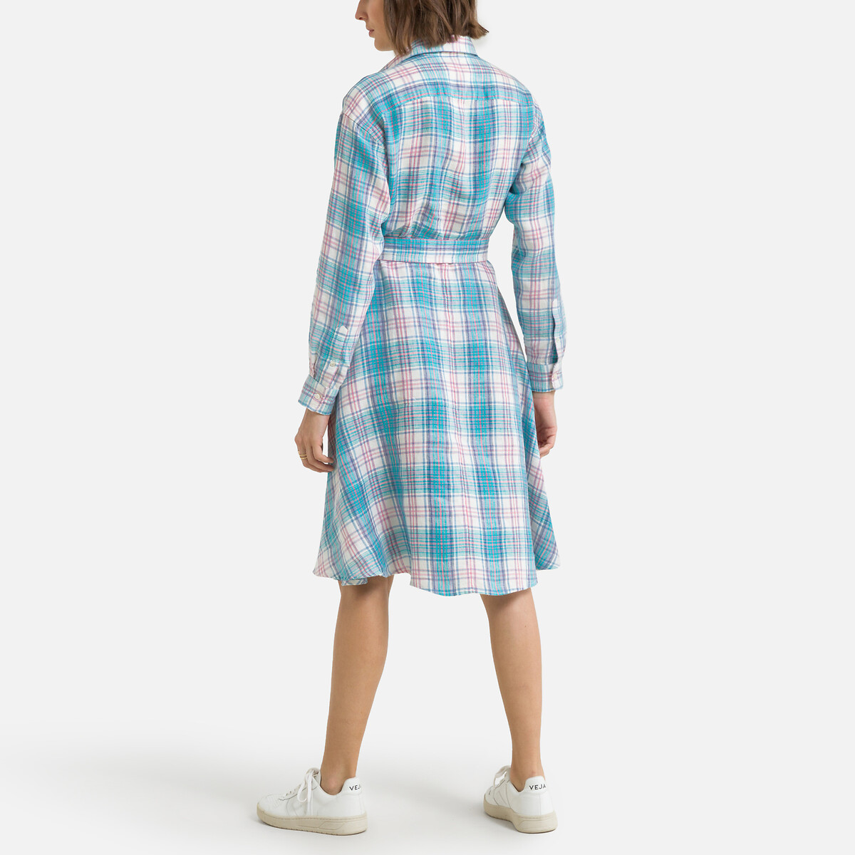 Платье-рубашка POLO RALPH LAUREN В клетку 44 синий, размер 44 - фото 4