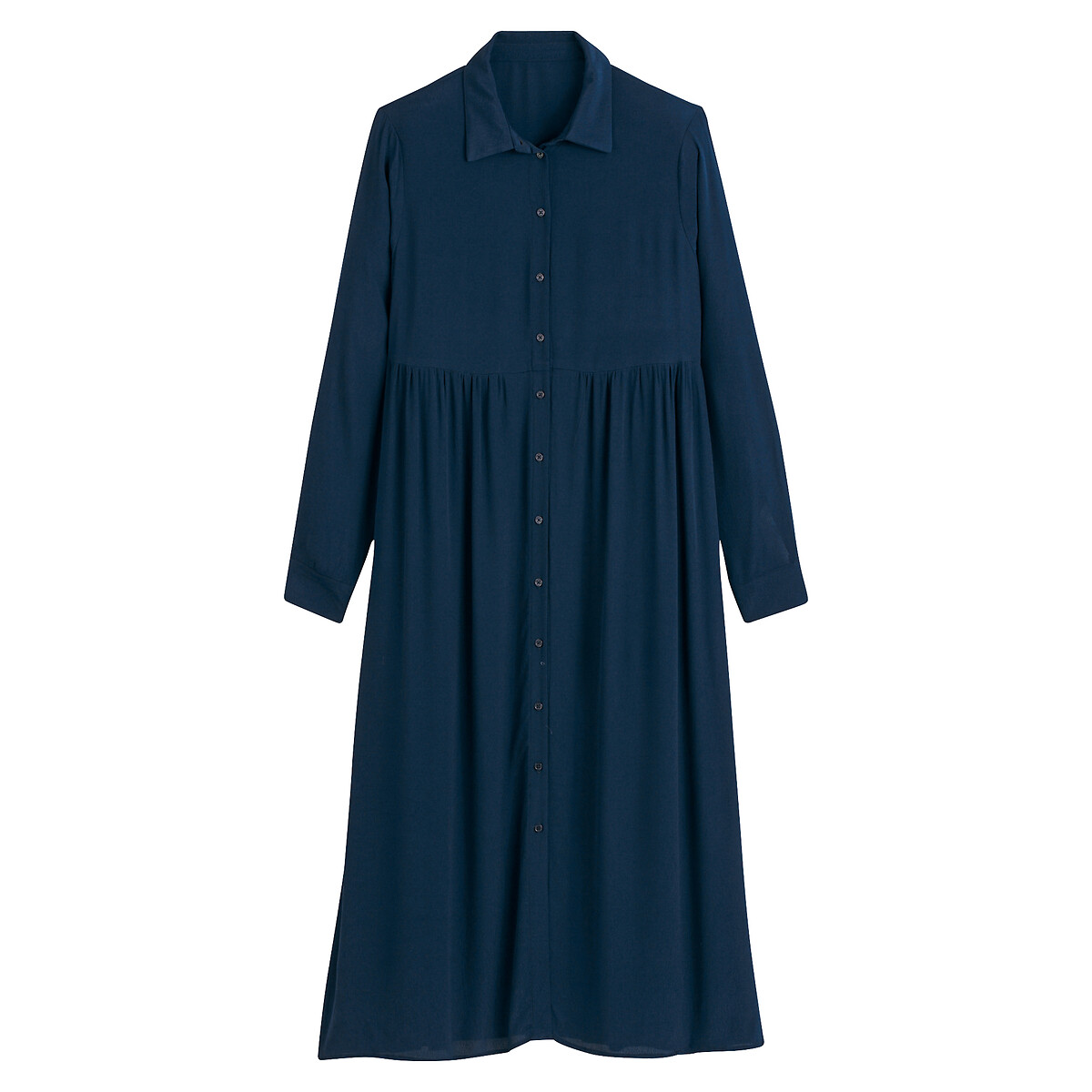 Платье-рубашка расклешенное длинное с длинными рукавами  58 синий LaRedoute, размер 58 - фото 5