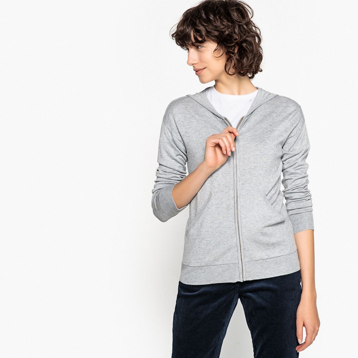 Gilet basique à capuche, viscose