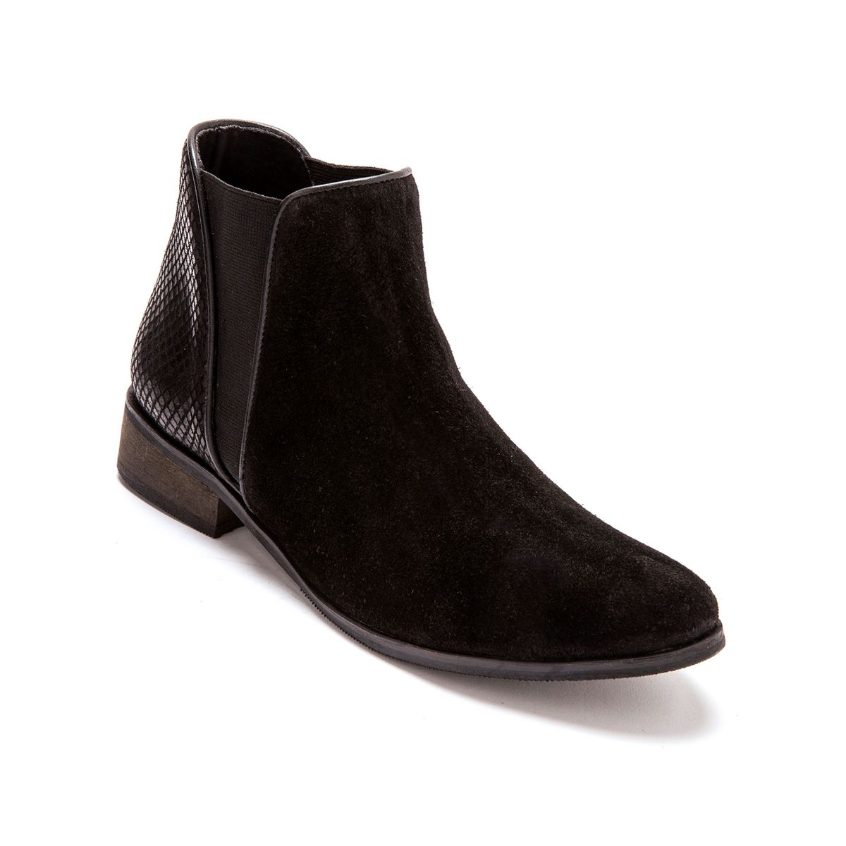 Boots cuir velours grande largeur