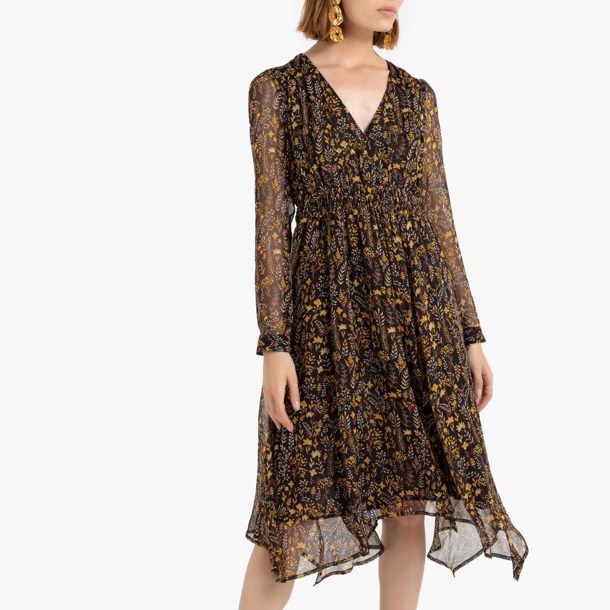 

Платье La Redoute, Черный, С запахом и с длинными рукавами 1(S) черный