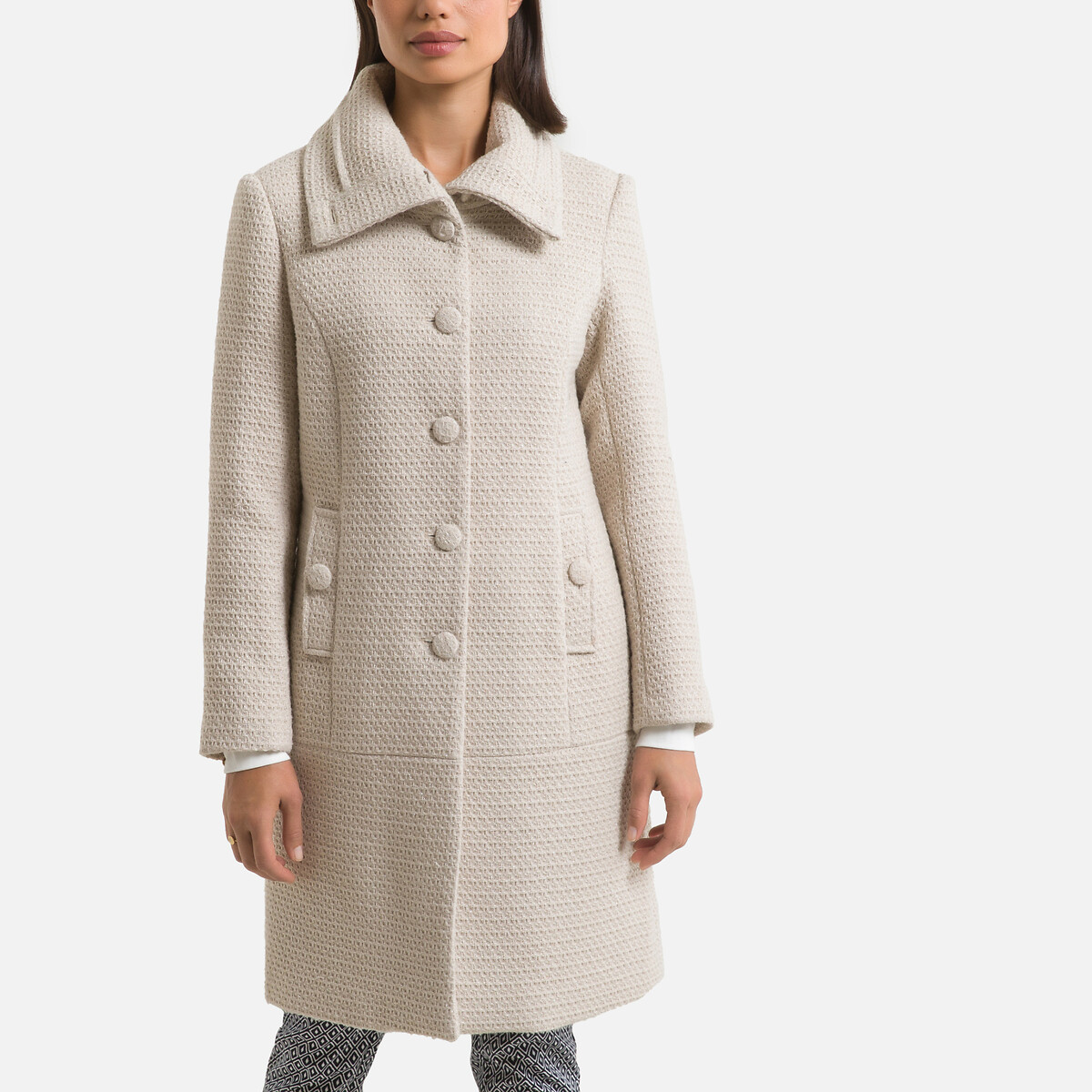 Пальто LaRedoute С отделкой под вышивку 40 (FR) - 46 (RUS) белый, размер 40 (FR) - 46 (RUS)