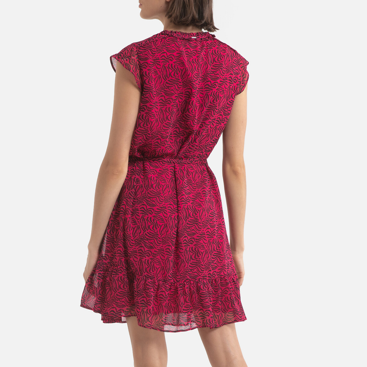 Платье-миди LaRedoute Расклешенное с графическим принтом 42 (FR) - 48 (RUS) розовый, размер 42 (FR) - 48 (RUS) Расклешенное с графическим принтом 42 (FR) - 48 (RUS) розовый - фото 4