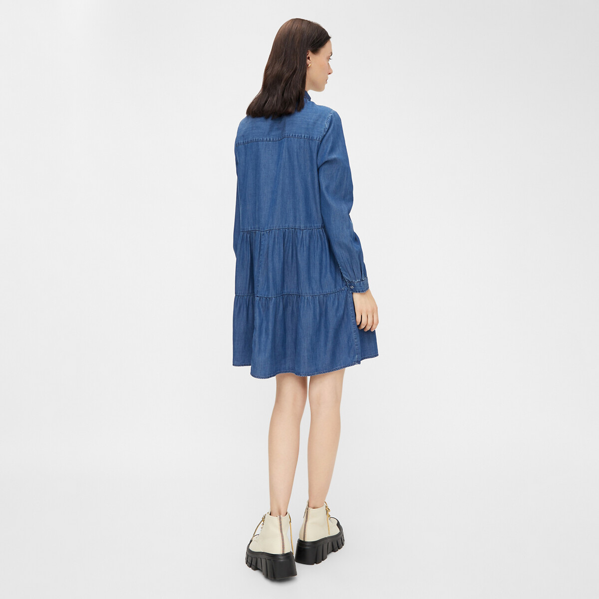 Платье-рубашка LaRedoute Короткое расклешенное M синий, размер M - фото 3