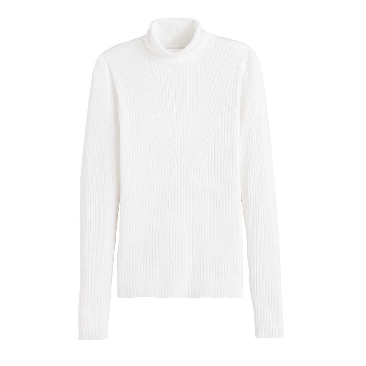 Пуловер Базовый с высоким воротником рифленый трикотаж XS белый LaRedoute, размер XS - фото 5