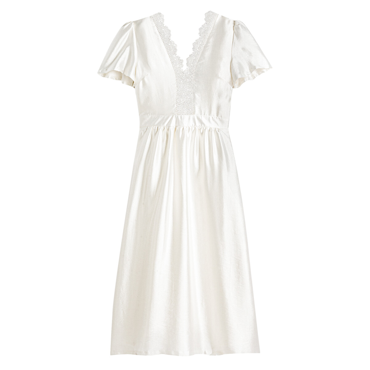 Платье-миди LA REDOUTE COLLECTIONS Свадебное изготовлено во Франции 50 белый, размер 50 - фото 5