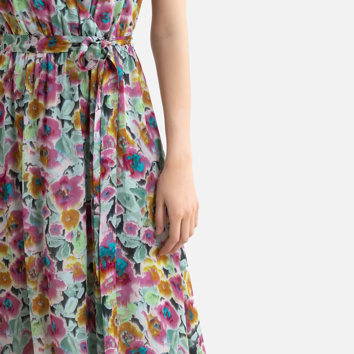 Платье-миди LaRedoute V-образный вырез без рукавов L розовый, размер L - фото 3