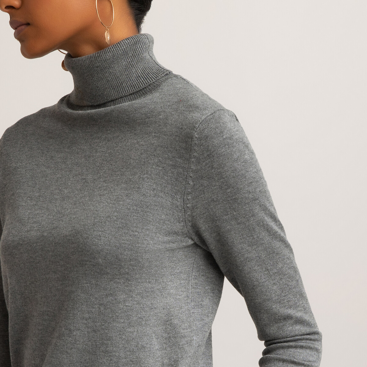 Пуловер LaRedoute С отворачивающимся воротником базовая модель L серый, размер L - фото 3