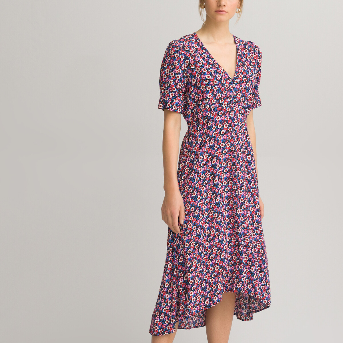 Платье LaRedoute С V-образным вырезом короткие рукава и цветочный принт 46 другие, размер 46 - фото 1