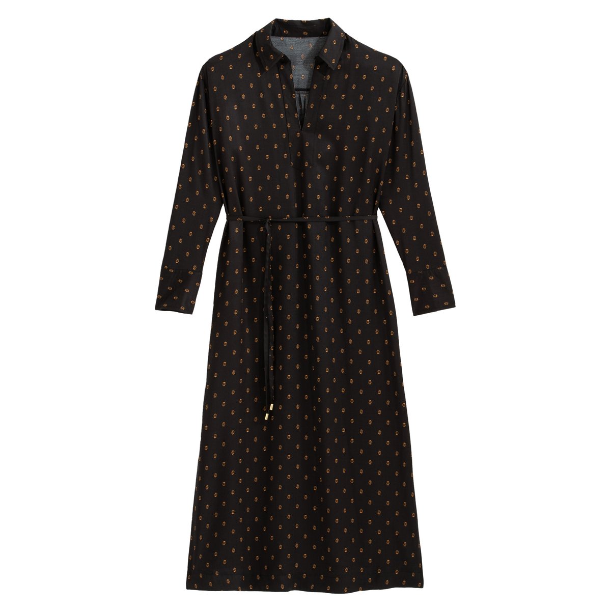 Платье-рубашка La Redoute Длинное с длинными рукавами 36 (FR) - 42 (RUS) черный, размер 36 (FR) - 42 (RUS) Длинное с длинными рукавами 36 (FR) - 42 (RUS) черный - фото 5