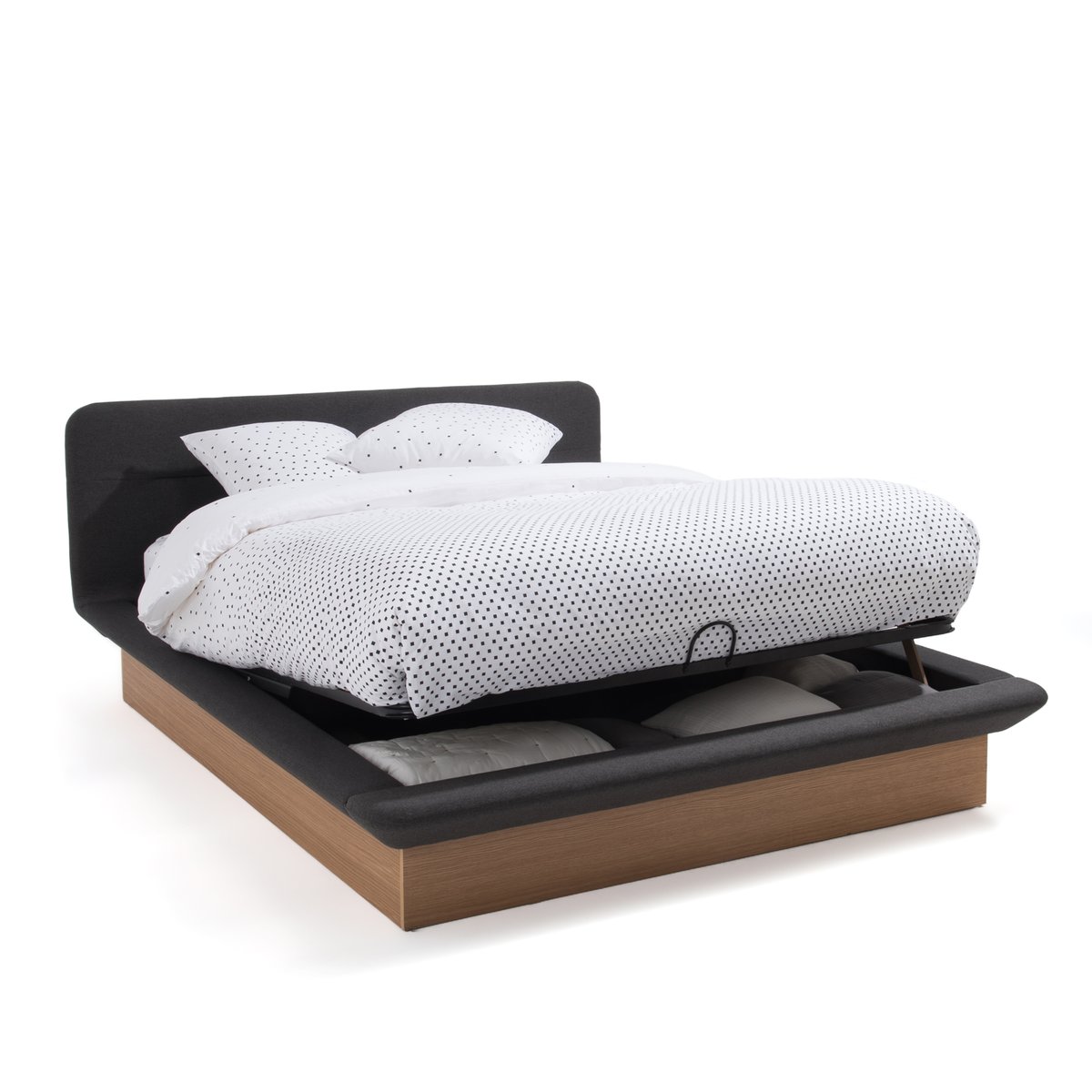 Кровать La Redoute С ящиком для белья и подъемной сеткой TIVARA 140 x 190 см серый, размер 140 x 190 см - фото 2