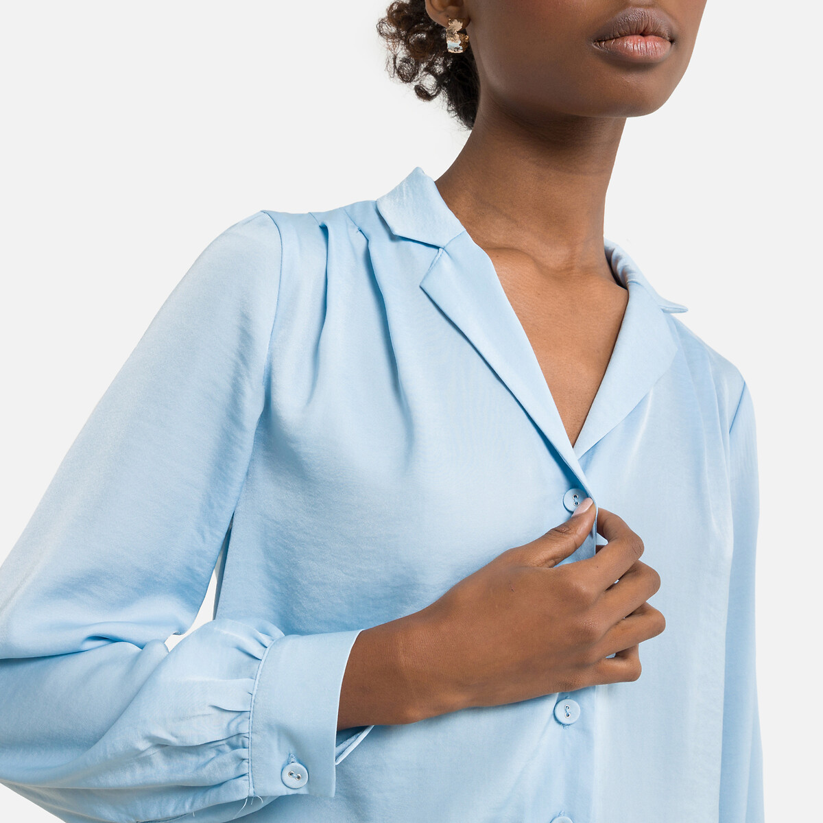 Блузка ONLY С пиджачным воротником S синий, размер S - фото 3