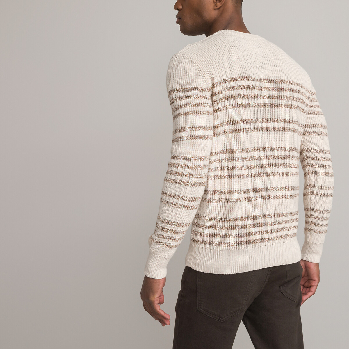 Пуловер Из биохлопка с круглым вырезом из объемного трикотажа XXL бежевый LaRedoute, размер XXL - фото 4