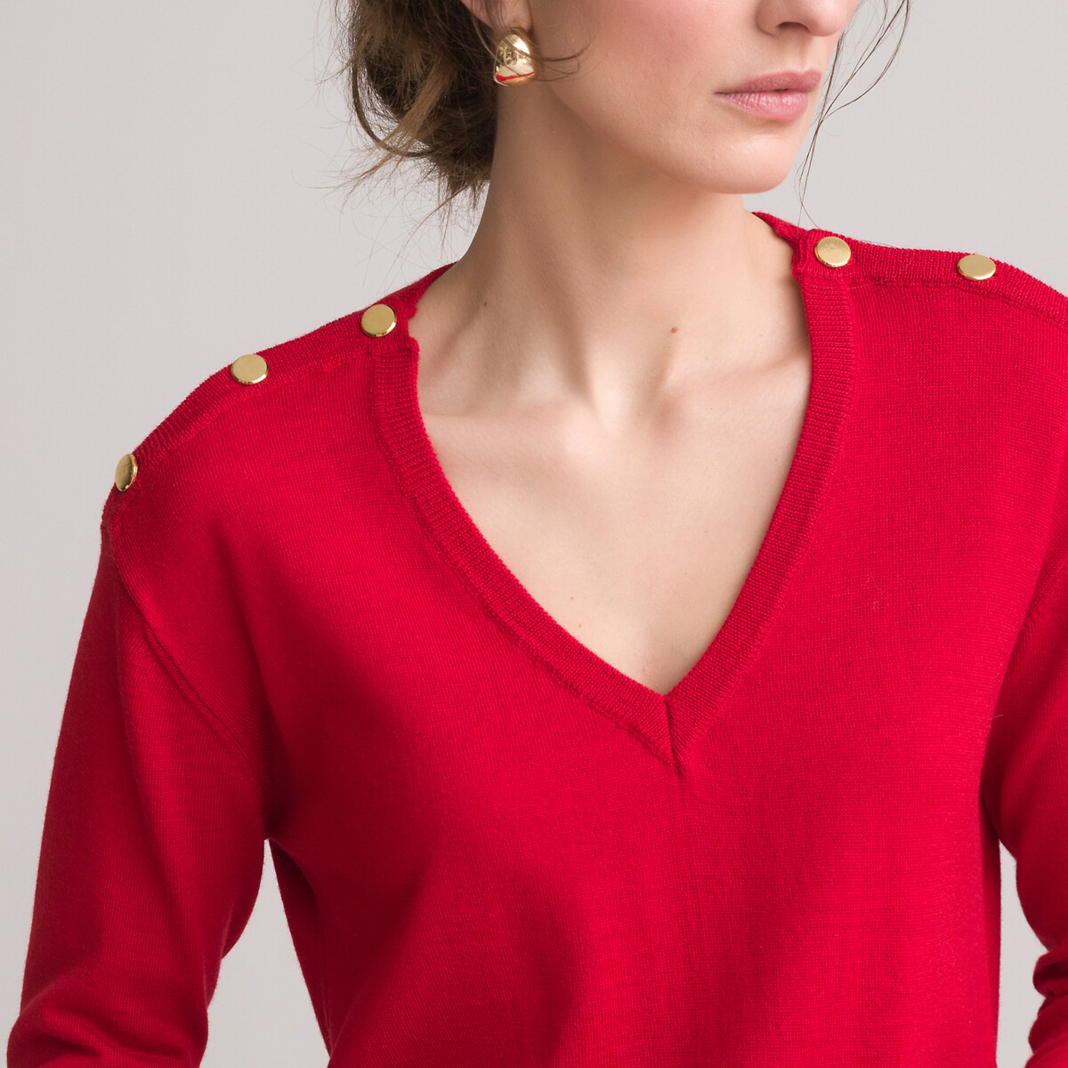Пуловер ANNE WEYBURN С V-образным вырезом из тонкого трикотажа смешанная шерсть 38/40 (FR) - 44/46 (RUS) красный, размер 38/40 (FR) - 44/46 (RUS)