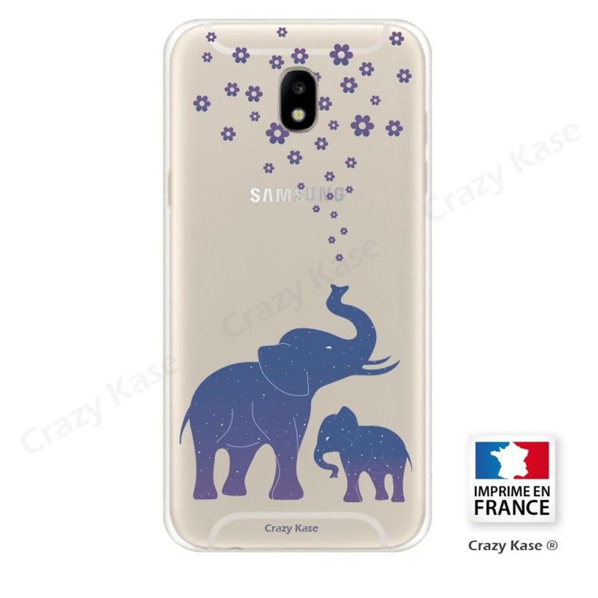Coque Galaxy J5 (2017) Transparente et souple motif Eléphant Bleu - Crazy Kase
