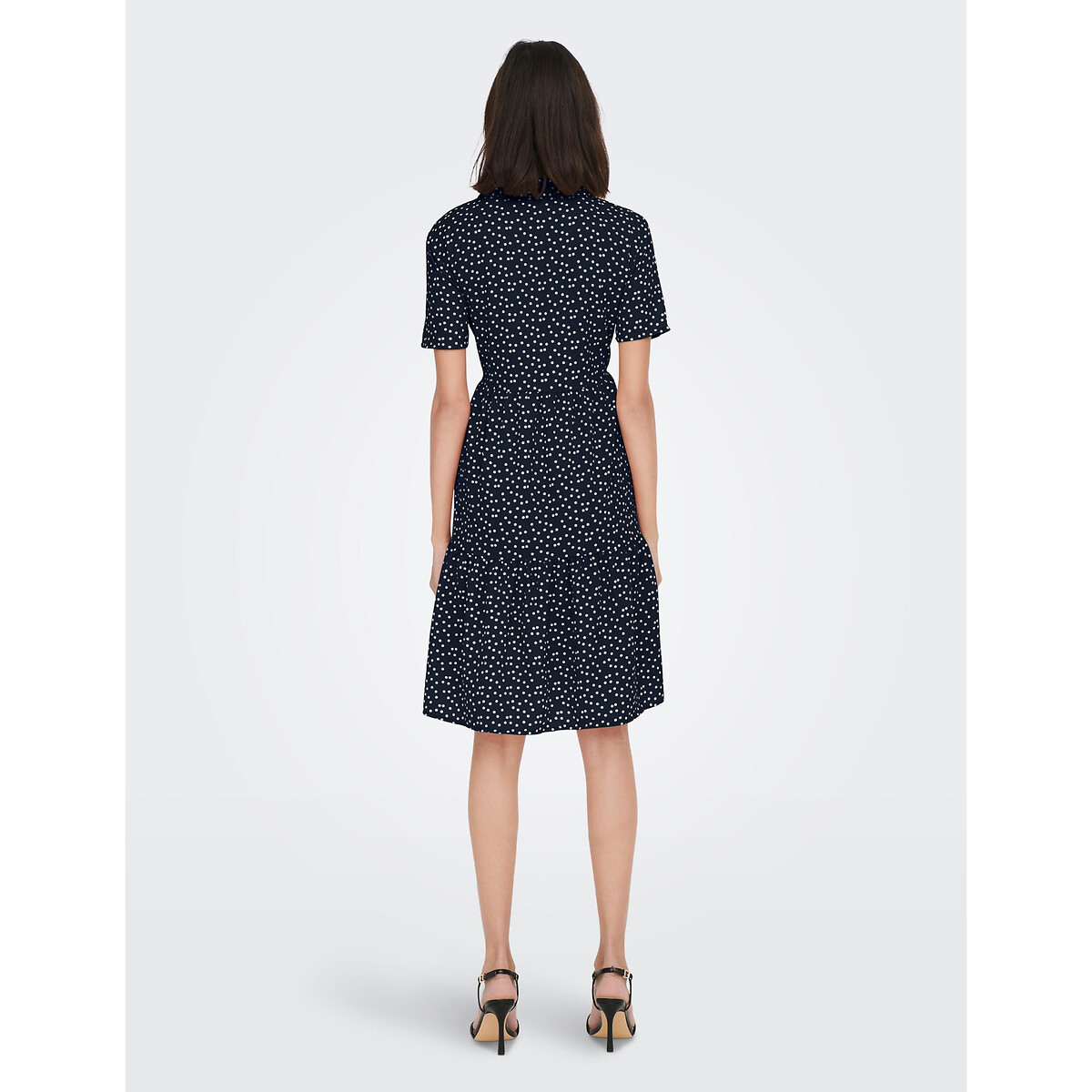 Платье-рубашка С короткими рукавами принт в горошек 42 синий LaRedoute, размер 42 - фото 2