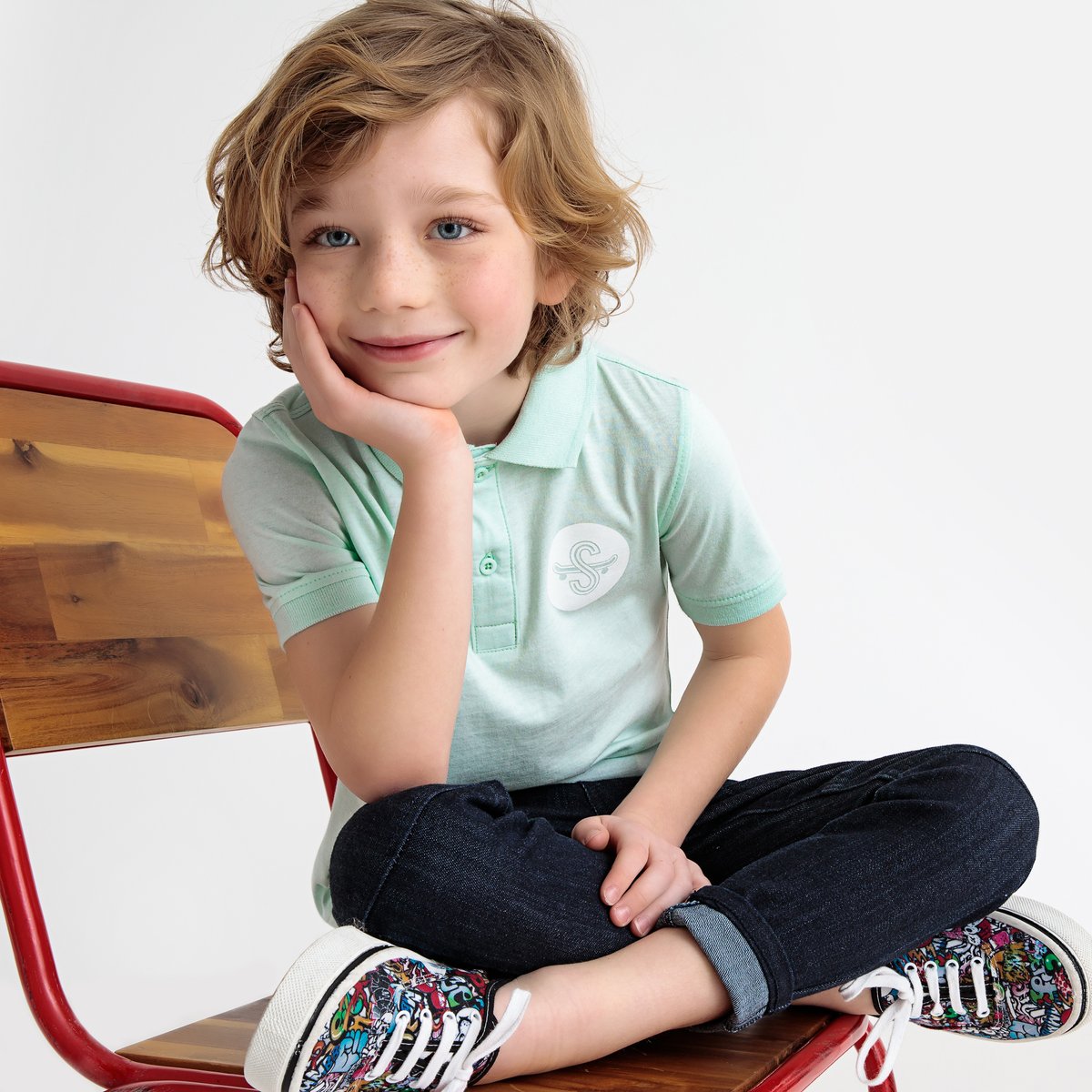 

Футболка-поло с эмблемой на груди, 3-12 лет, Синий;темно-синий