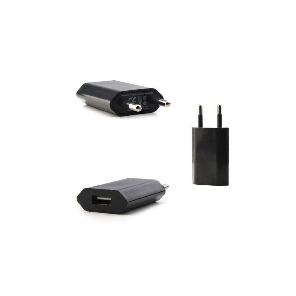 Chargeur secteur adaptateur USB iPhone universel noir