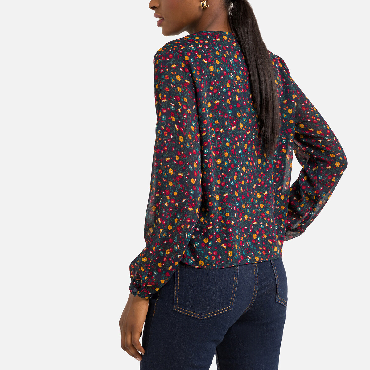 Блузка ONLY Блузка С цветочным принтом и V-образным вырезом S красный, размер S - фото 4