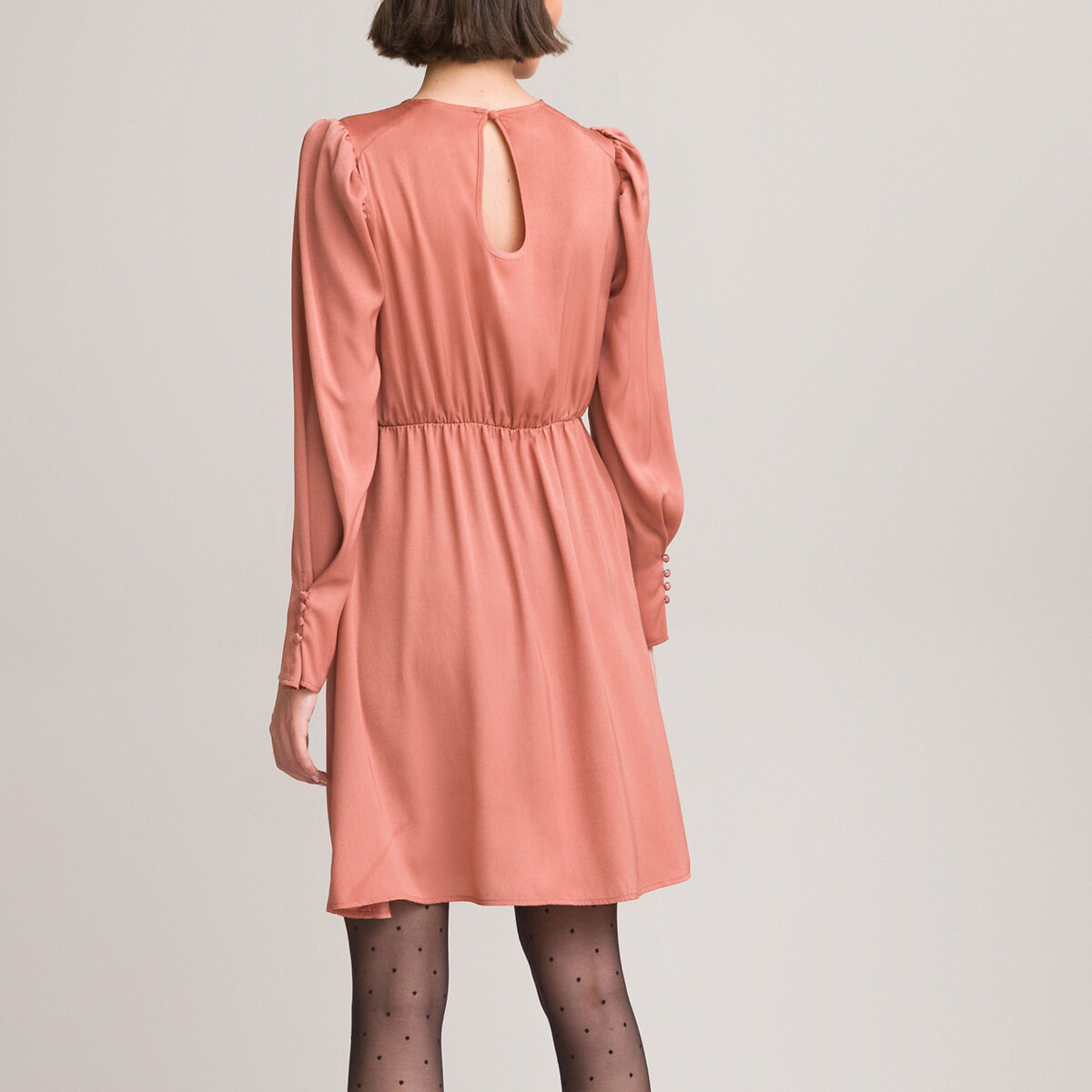 Платье LA REDOUTE COLLECTIONS Короткое расклешенное с длинными рукавами 52 розовый, размер 52 - фото 4