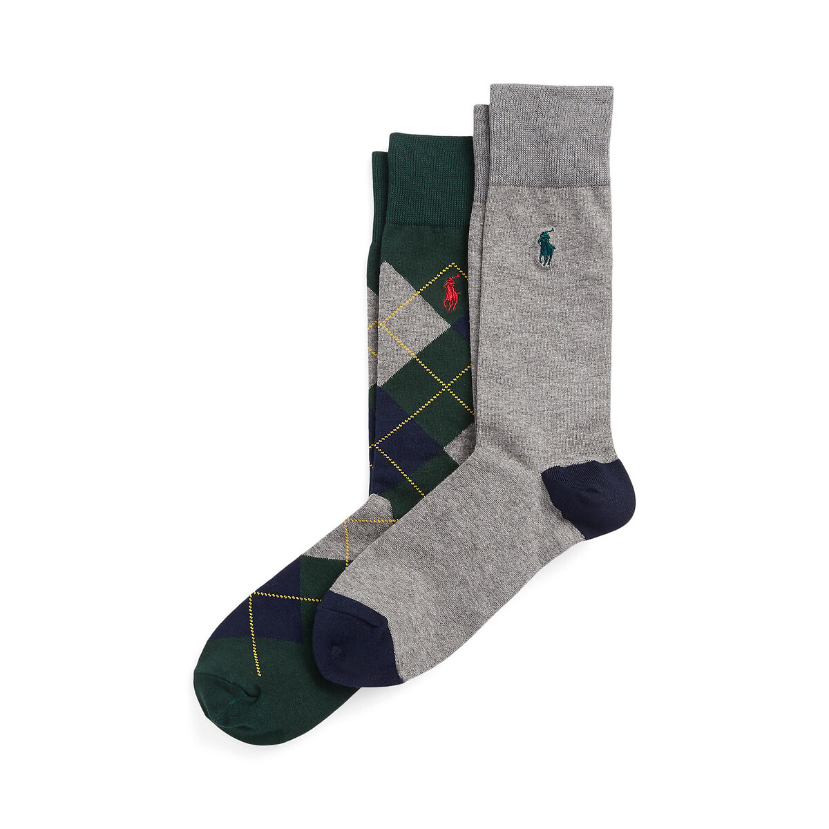 Комплект из двух пар носков из чесаного хлопка  39/45 зеленый LaRedoute, размер 39/45 Комплект из двух пар носков из чесаного хлопка  39/45 зеленый - фото 1