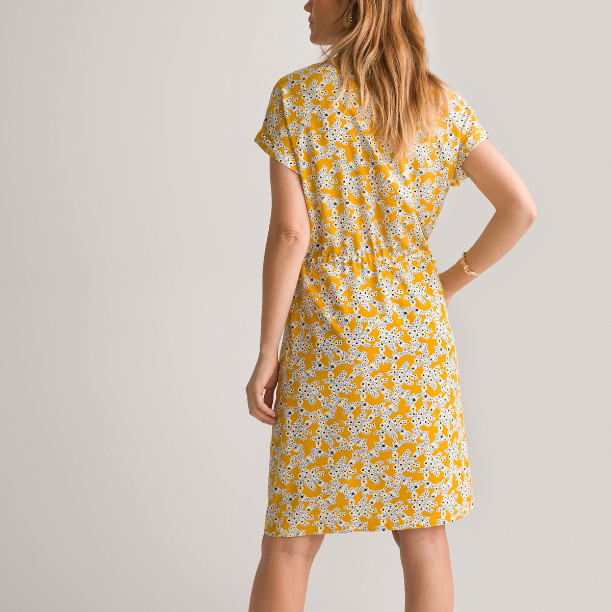 Прямое Платье до колен с цветочным принтом 54 желтый LaRedoute, размер 54 - фото 4