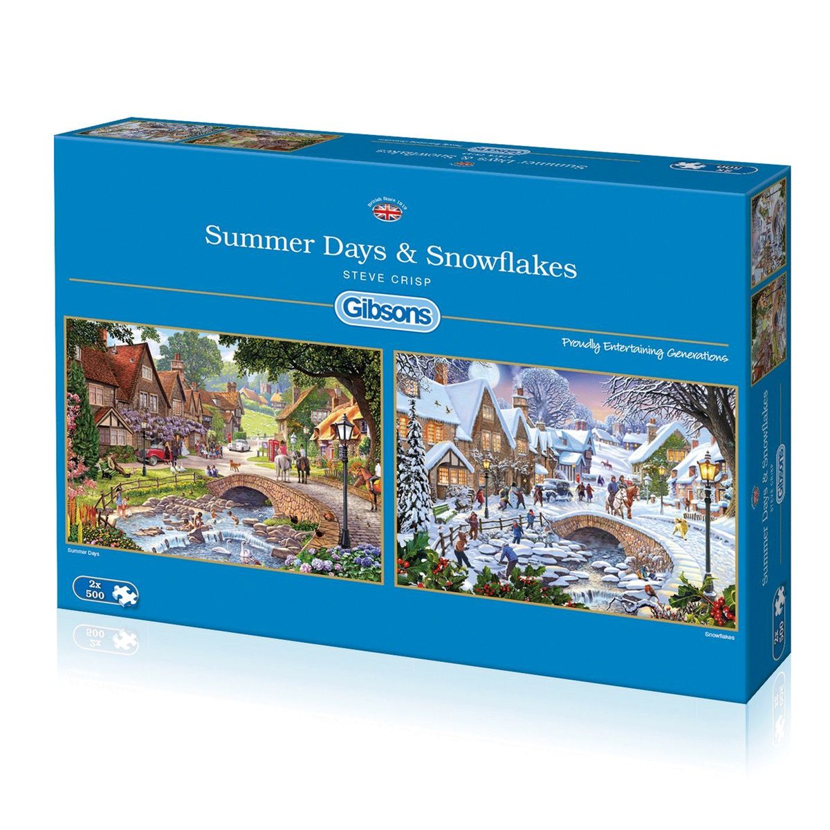 Puzzle 2 x 500 pièces : Steve Crisp - l'été et l'hiver au coeur d'un village