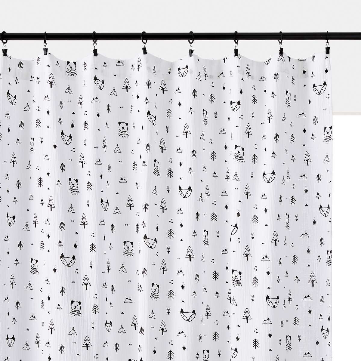 Штора С панелями из хлопчатобумажной газовой ткани Forest Camp 260 x 140 см черный