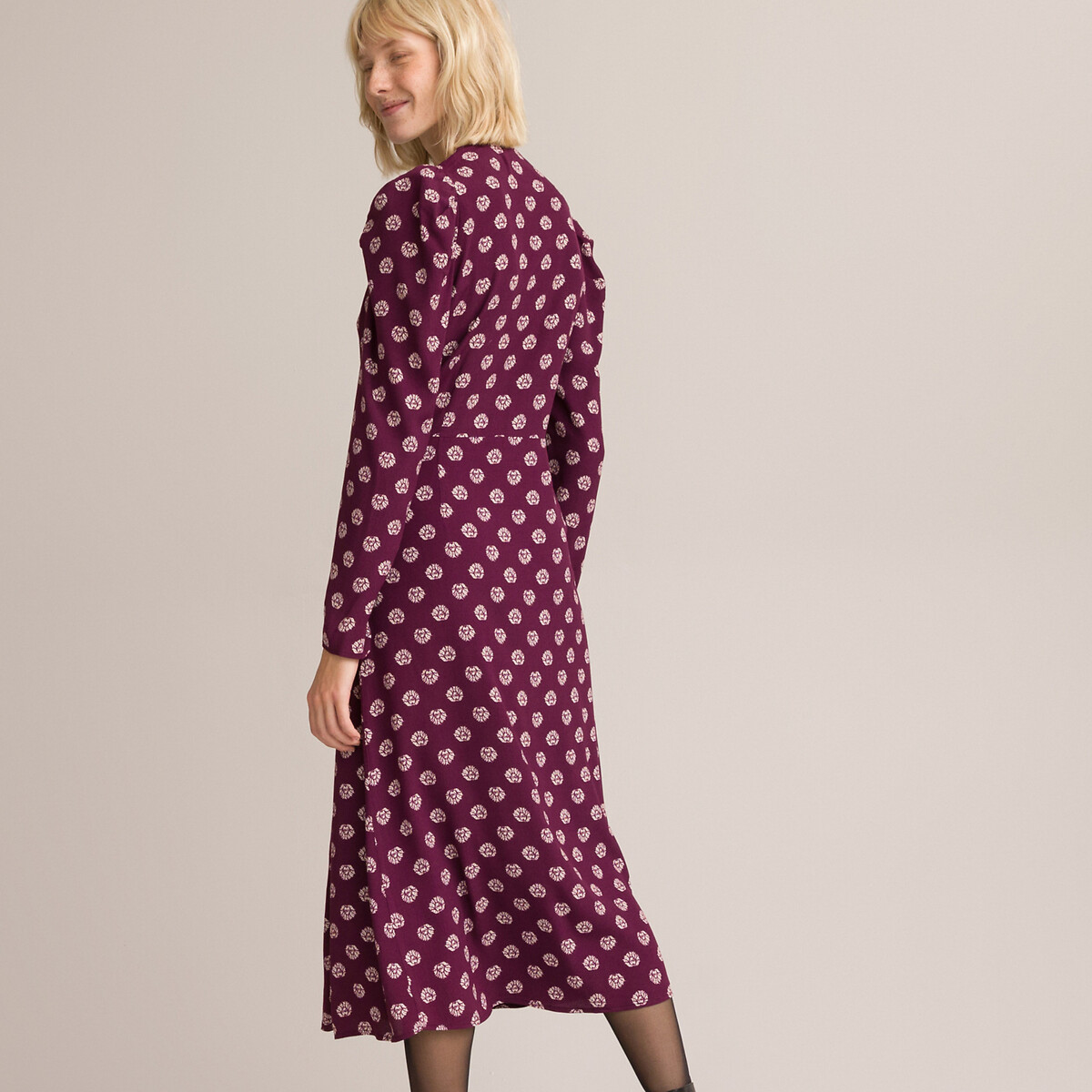 Платье LA REDOUTE COLLECTIONS Платье Длинное расклешенное из трикотажа джерси 42 фиолетовый, размер 42 - фото 4