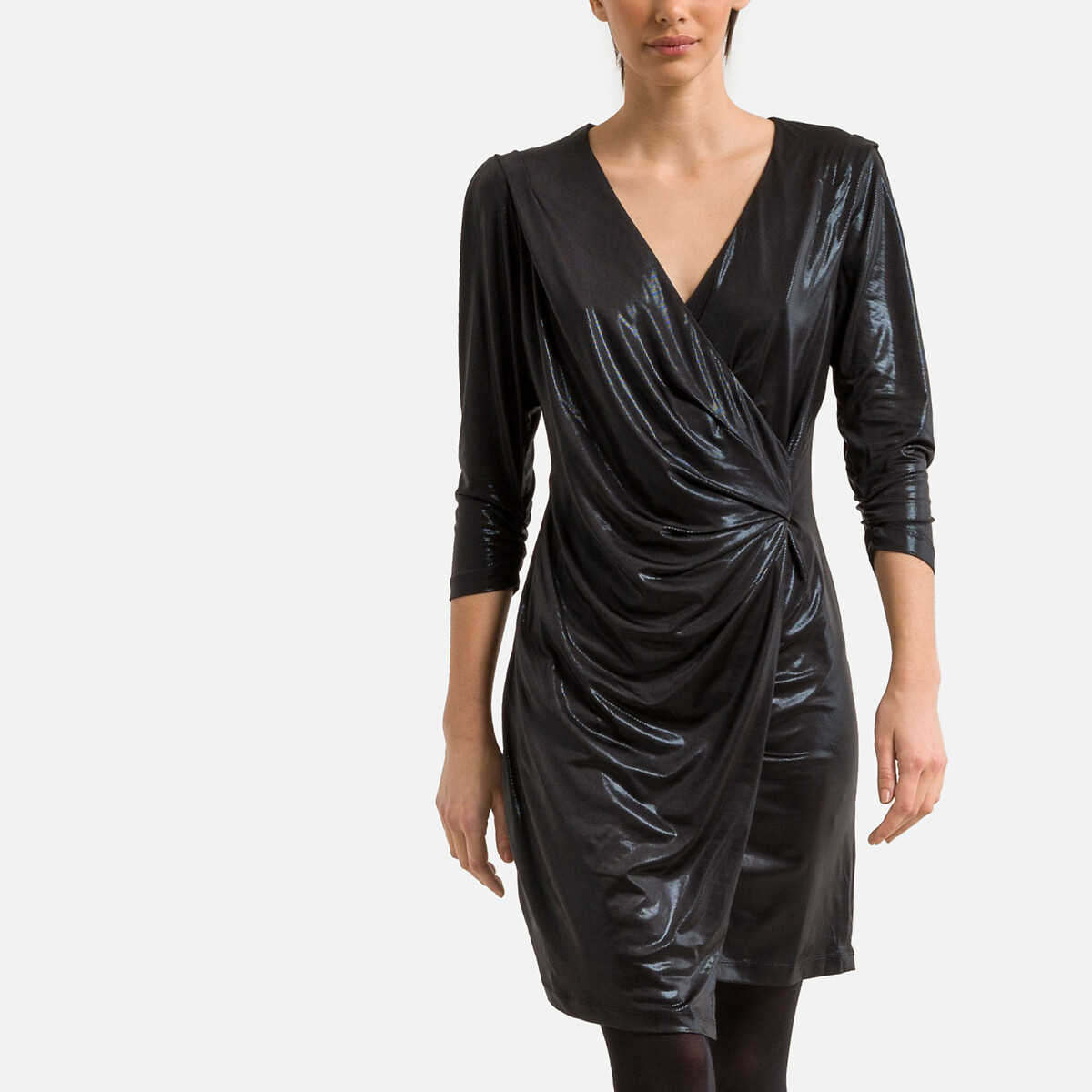 Платье С запахом короткое 48 черный LaRedoute, размер 48 - фото 1