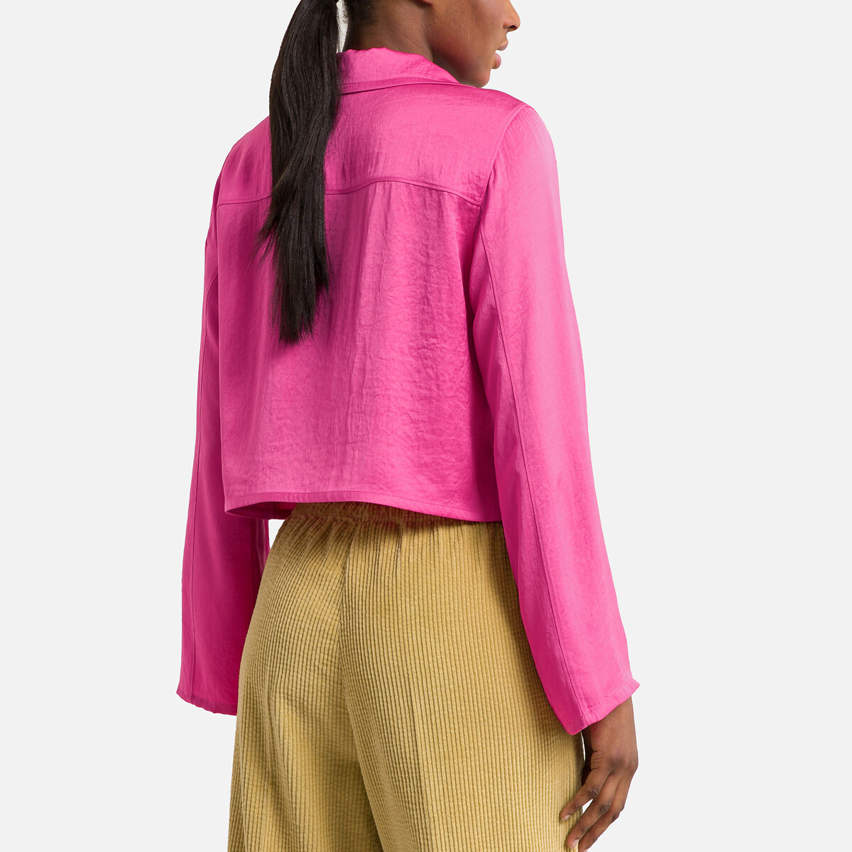 Рубашка Укороченная с длинными рукавами L розовый LaRedoute, размер L - фото 4