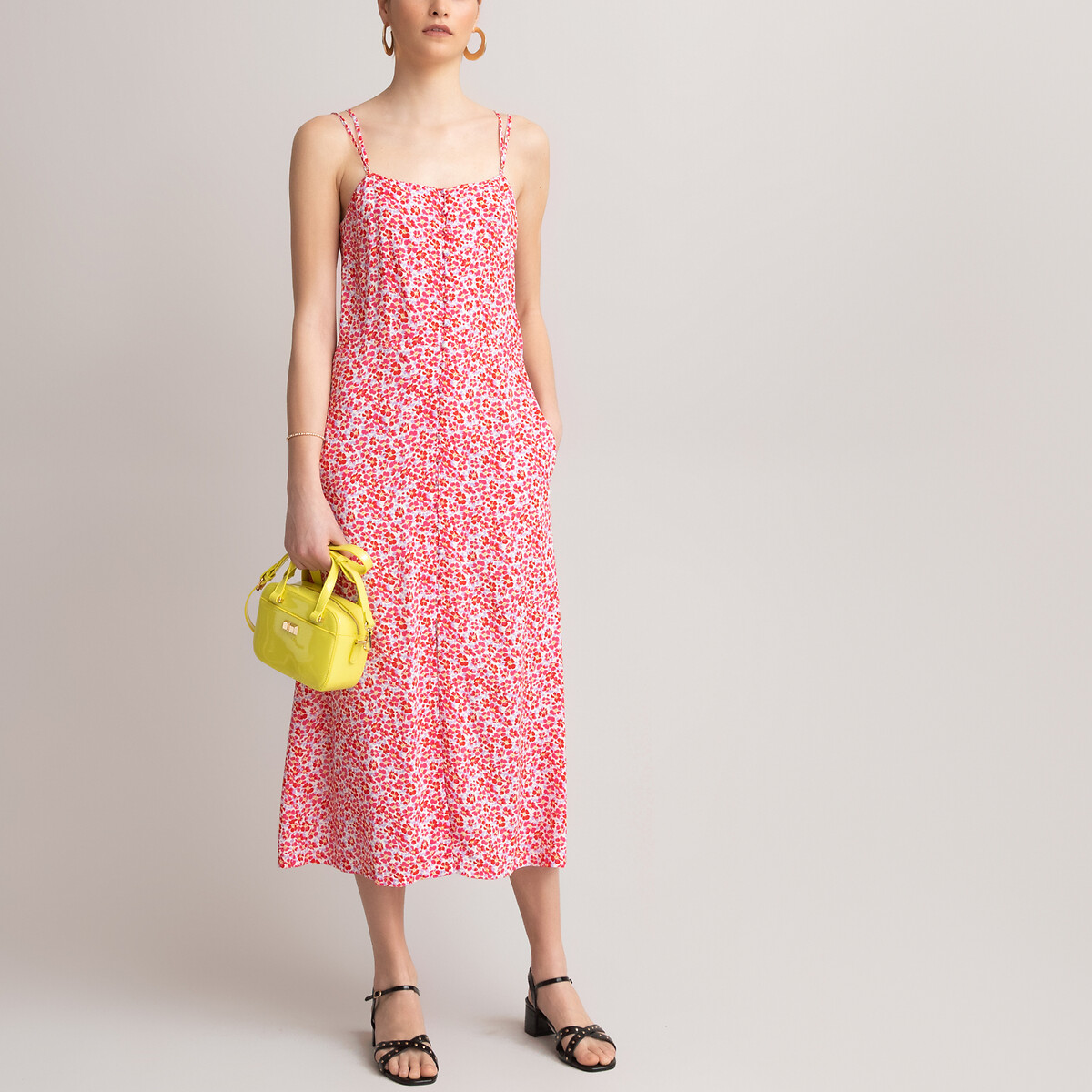 Платье LaRedoute Длинное прямое  с цветочным принтом 34 (FR) - 40 (RUS) розовый, размер 34 (FR) - 40 (RUS) Длинное прямое  с цветочным принтом 34 (FR) - 40 (RUS) розовый - фото 2