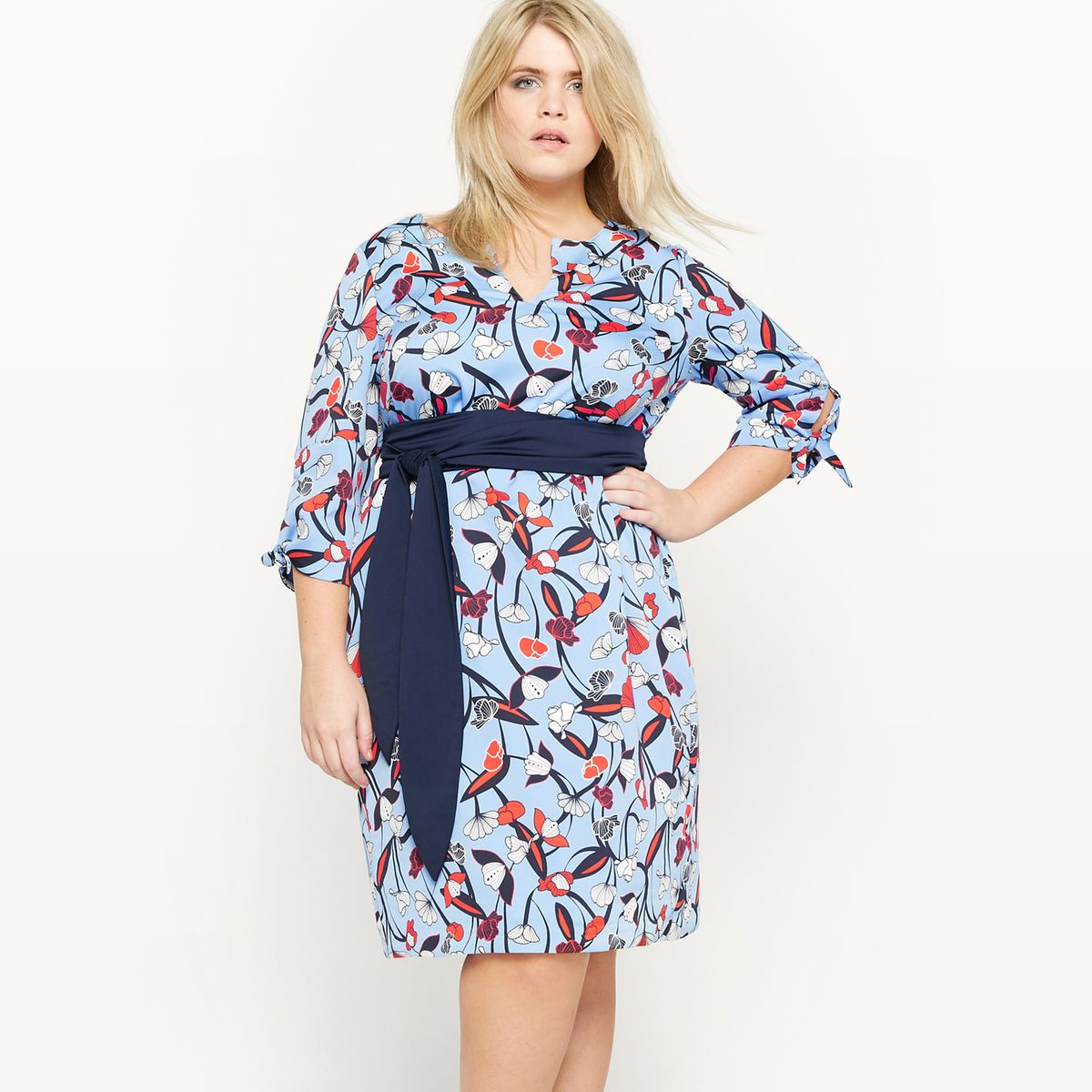 Robe housse imprimée manches 3/4