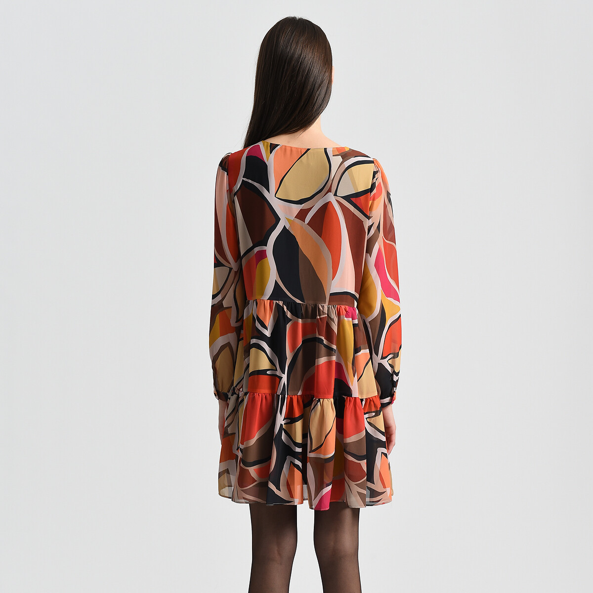 Платье С принтом и V-образным вырезом S оранжевый LaRedoute, размер S - фото 3