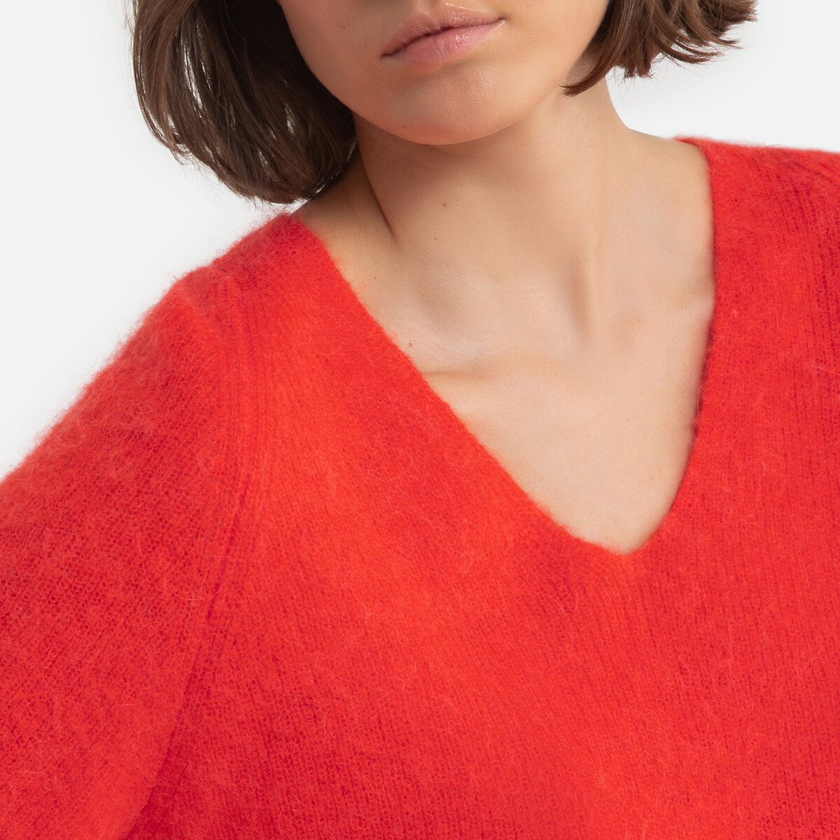 Пуловер LaRedoute С v-образным вырезом из плотного трикотажа ALTEA 0(XS) красный, размер 0(XS) С v-образным вырезом из плотного трикотажа ALTEA 0(XS) красный - фото 3