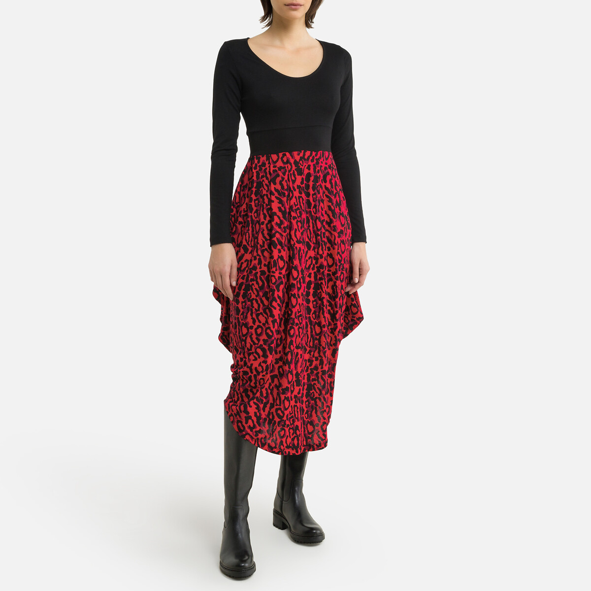 Платье JOE BROWNS Длинное расклешенное с цветочным принтом 50 черный, размер 50 - фото 1
