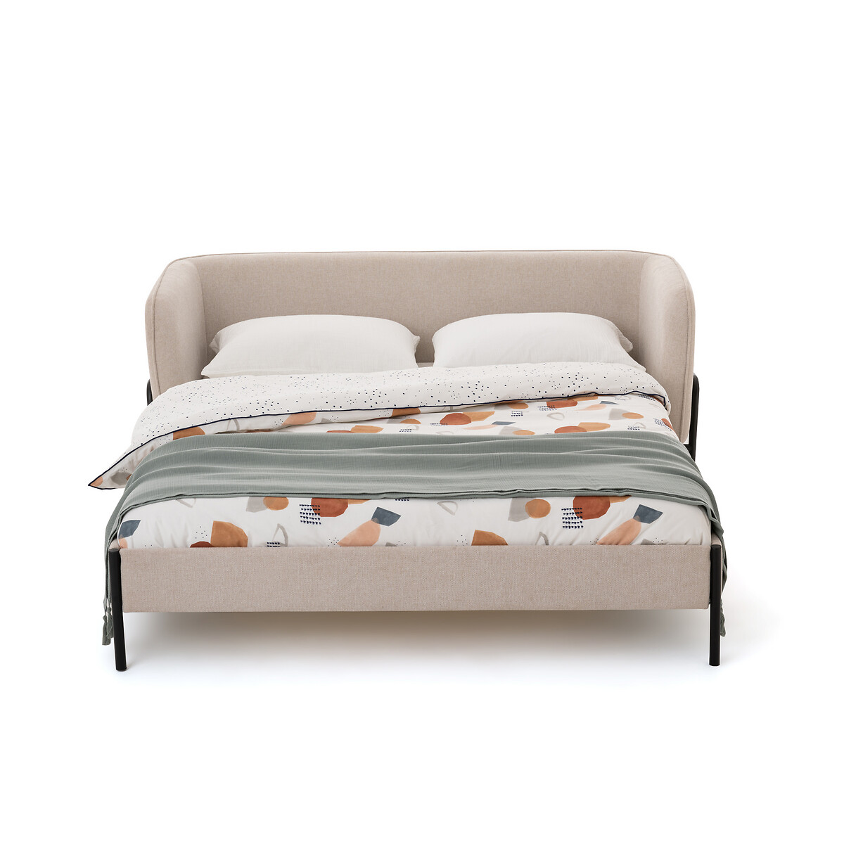 Кровать La Redoute С обивкой с кроватным основаниемLaika 140 x 190 см бежевый, размер 140 x 190 см - фото 2