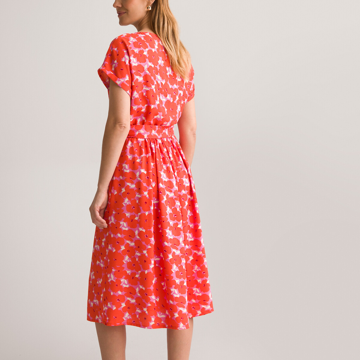 Платье-миди Расклешенное с цветочным принтом 44 розовый LaRedoute, размер 44 - фото 4