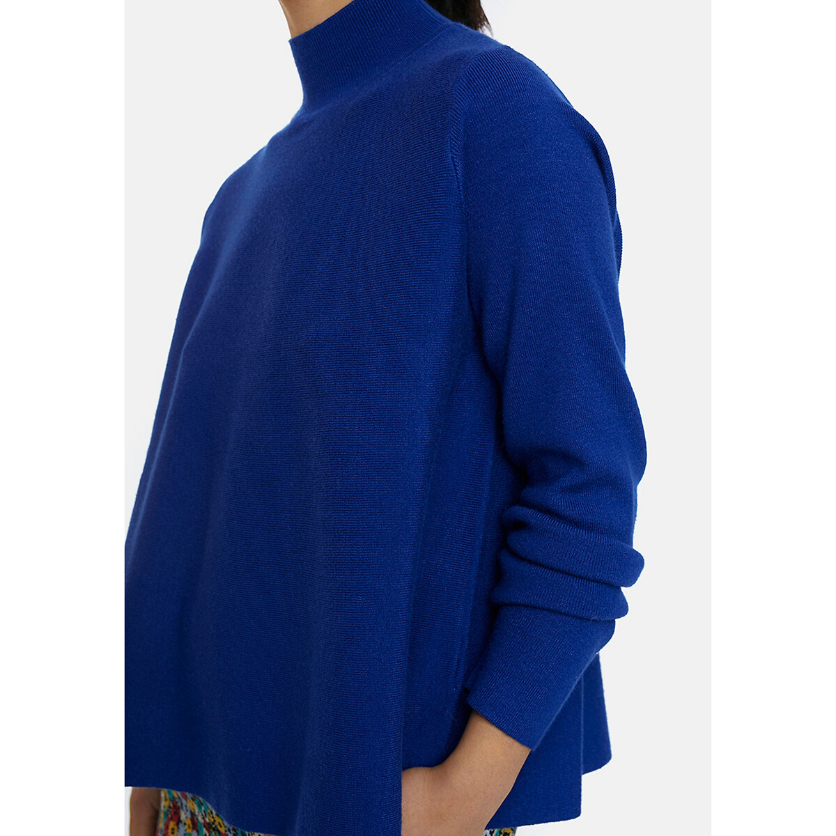 Пуловер La Redoute С воротником-стойкой широкий покрой S синий, размер S - фото 5