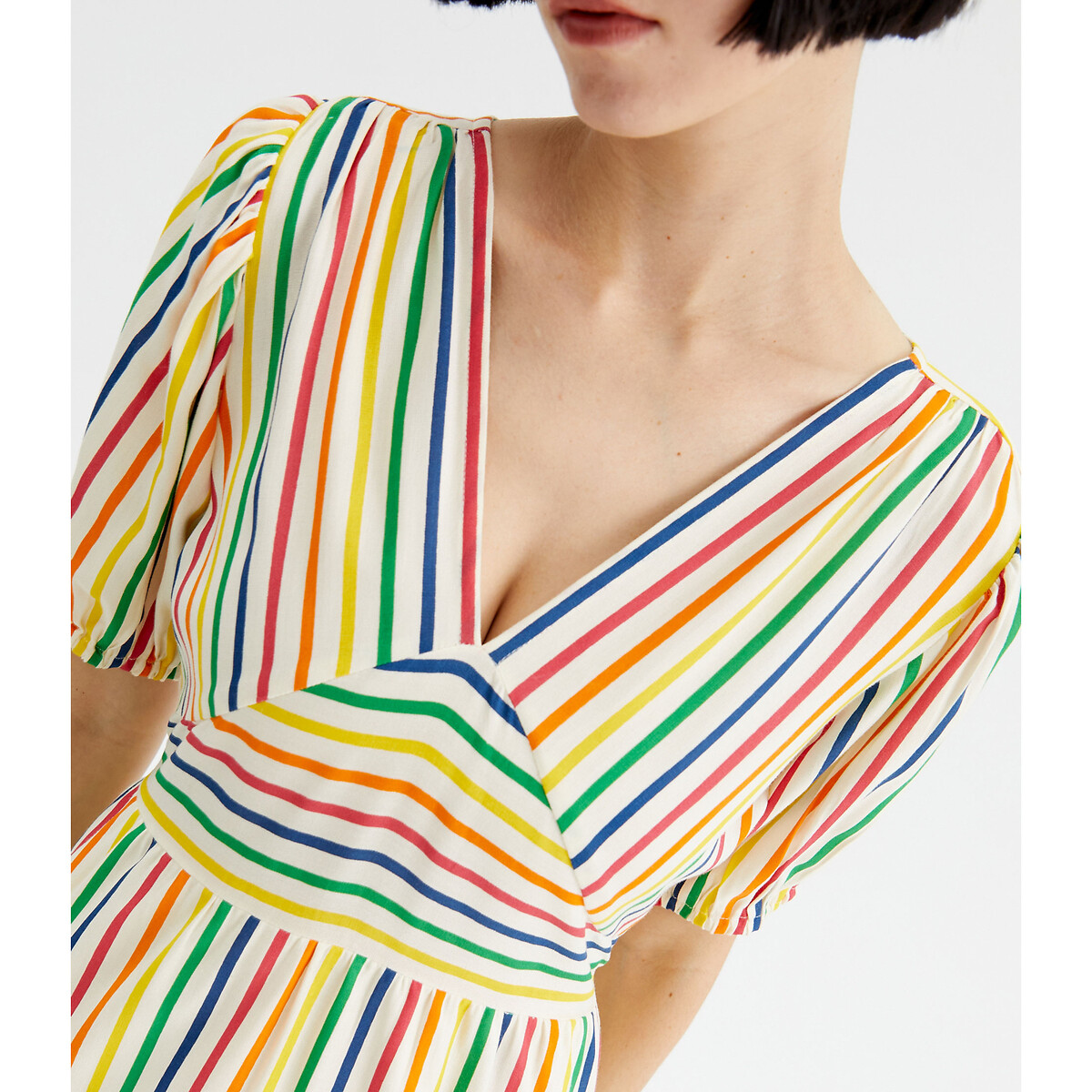 Платье С короткими рукавами в разноцветную полоску S разноцветный LaRedoute, размер S - фото 2