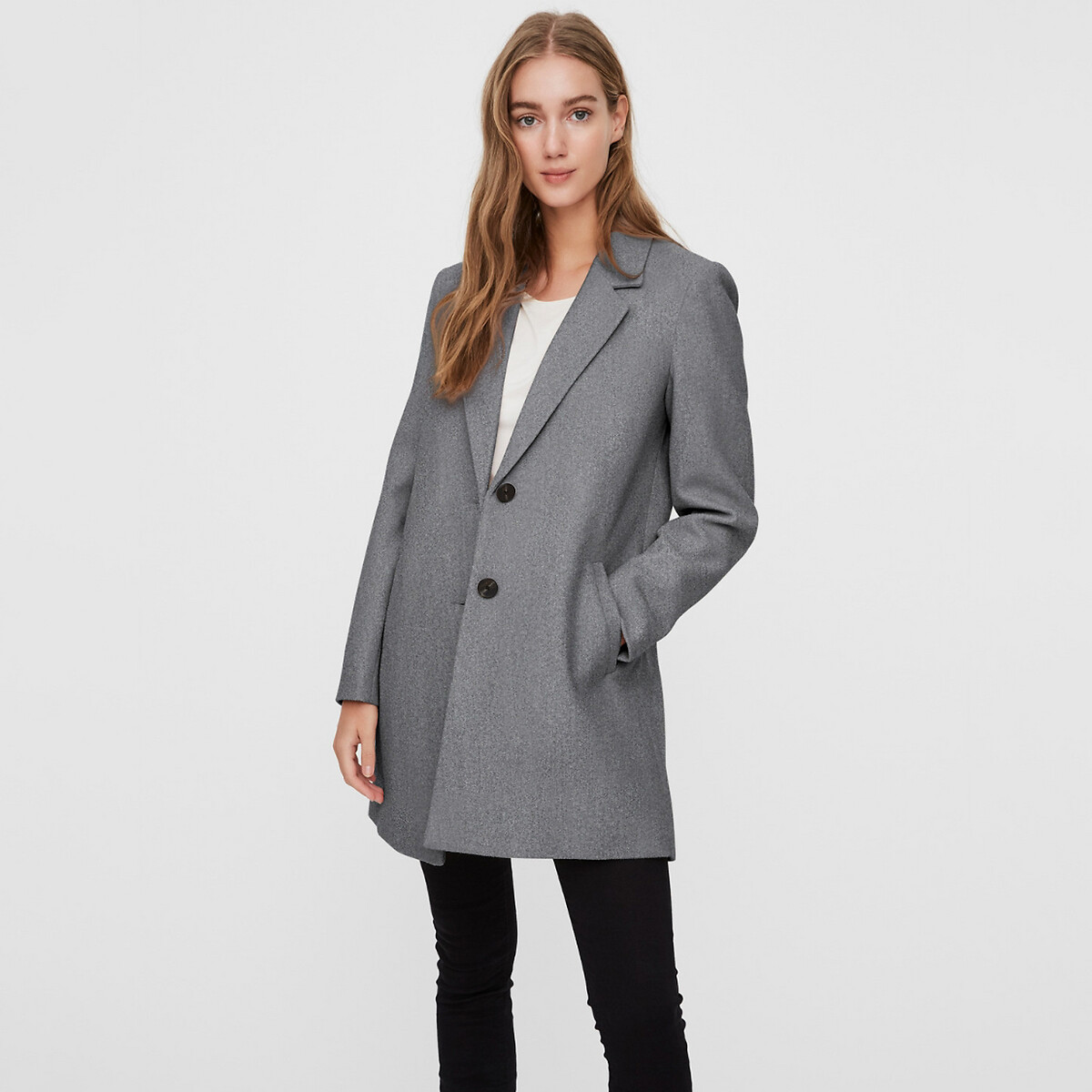 Пальто La Redoute Средней длины на пуговицах M серый, размер M - фото 1