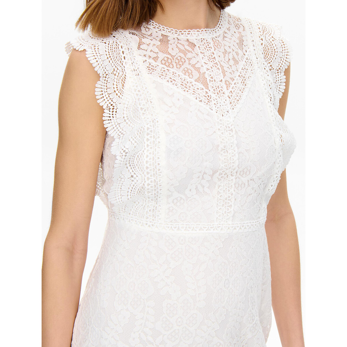 Платье Короткое облегающее из кружева S белый LaRedoute, размер S - фото 5